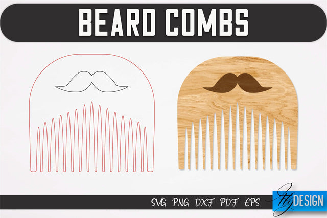 Beard Combs SVG | Beard Laser Cut SVG | CNC files SVG Fly Design 