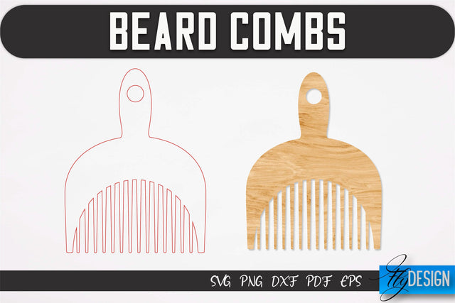 Beard Combs SVG | Beard Laser Cut SVG | CNC files SVG Fly Design 