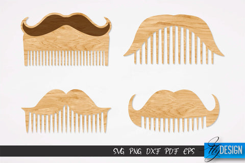 Beard Combs SVG | Beard Laser Cut SVG | CNC files SVG Fly Design 