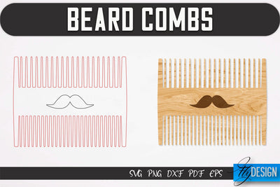 Beard Combs SVG | Beard Laser Cut SVG | CNC files SVG Fly Design 