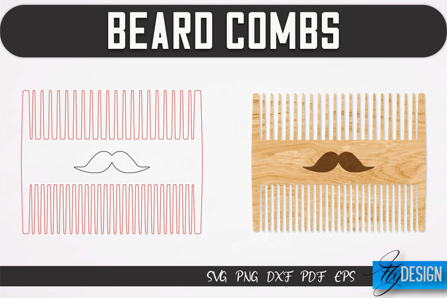 Beard Combs SVG | Beard Laser Cut SVG | CNC files SVG Fly Design 