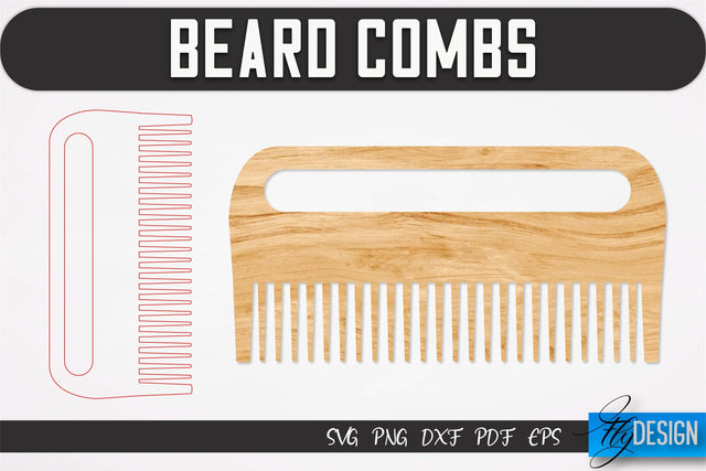 Beard Combs SVG | Beard Laser Cut SVG | CNC files SVG Fly Design 