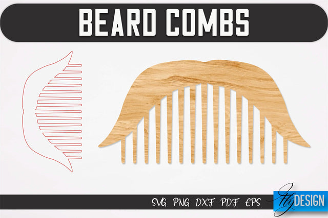 Beard Combs SVG | Beard Laser Cut SVG | CNC files SVG Fly Design 