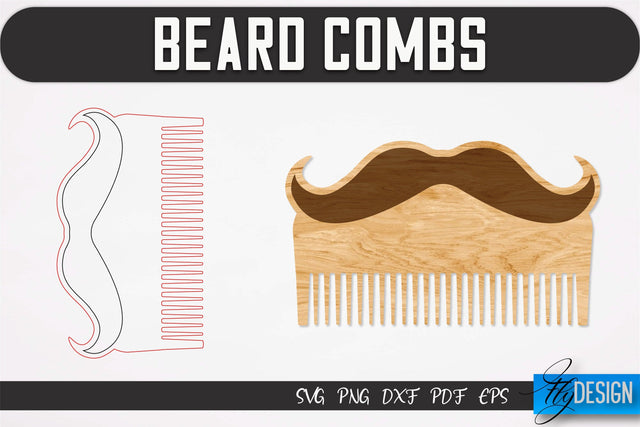 Beard Combs SVG | Beard Laser Cut SVG | CNC files SVG Fly Design 
