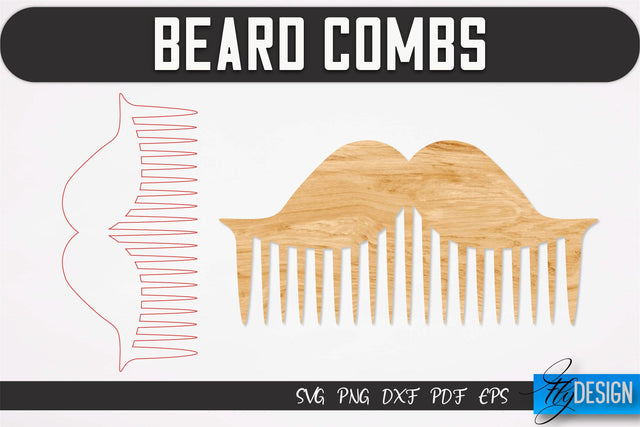 Beard Combs SVG | Beard Laser Cut SVG | CNC files SVG Fly Design 