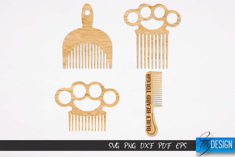 Beard Combs SVG | Beard Laser Cut SVG | CNC files SVG Fly Design 