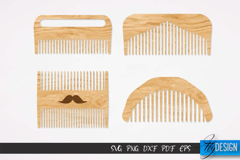 Beard Combs SVG | Beard Laser Cut SVG | CNC files SVG Fly Design 