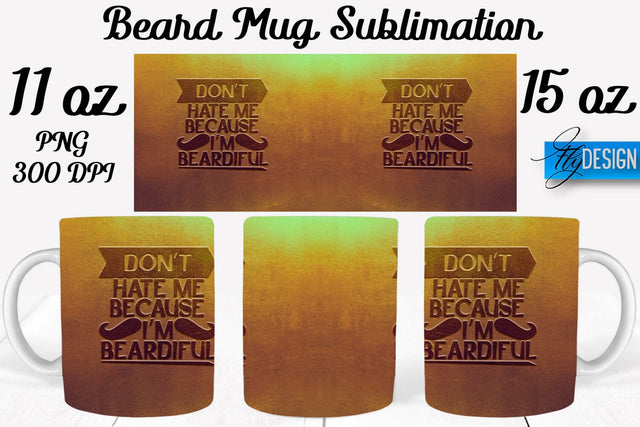 Beard Mug PNG Sublimation | Coffee 11 Oz | 15 Oz Mug Sublimation Sublimation Fly Design 