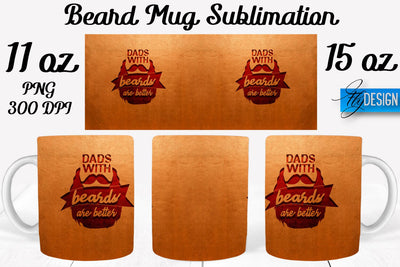 Beard Mug PNG Sublimation | Coffee 11 Oz | 15 Oz Mug Sublimation Sublimation Fly Design 
