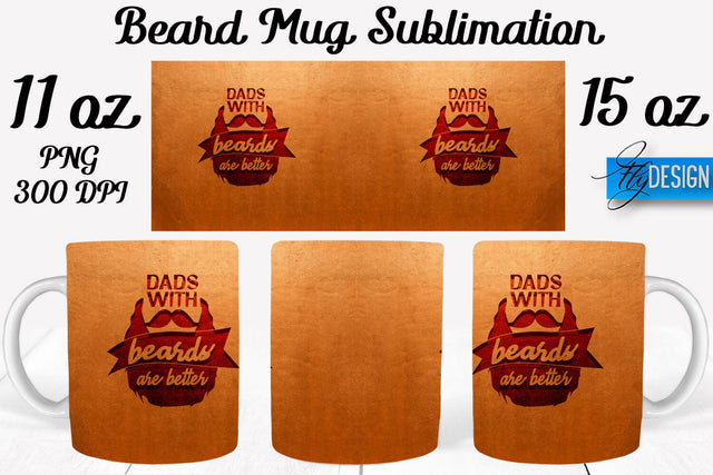 Beard Mug PNG Sublimation | Coffee 11 Oz | 15 Oz Mug Sublimation Sublimation Fly Design 