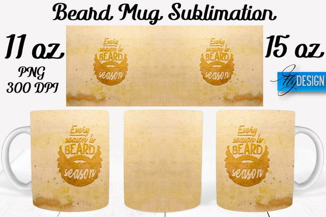 Beard Mug PNG Sublimation | Coffee 11 Oz | 15 Oz Mug Sublimation Sublimation Fly Design 