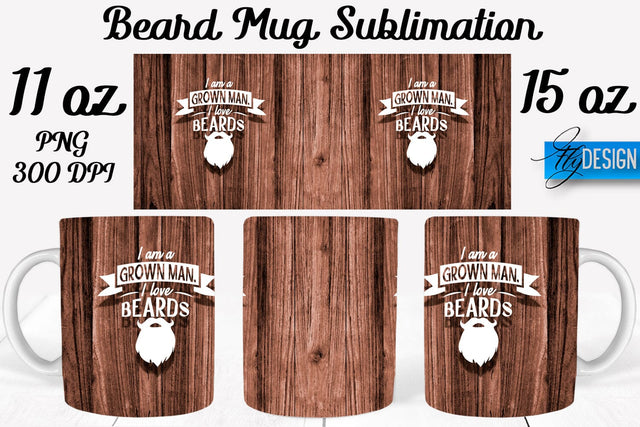 Beard Mug PNG Sublimation | Coffee 11 Oz | 15 Oz Mug Sublimation Sublimation Fly Design 
