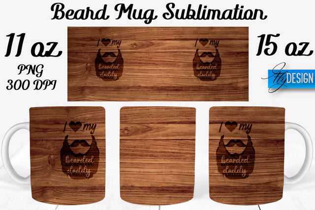 Beard Mug PNG Sublimation | Coffee 11 Oz | 15 Oz Mug Sublimation Sublimation Fly Design 