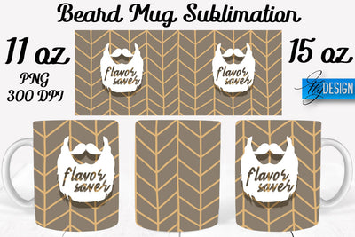 Beard Mug PNG Sublimation | Coffee 11 Oz | 15 Oz Mug Sublimation Sublimation Fly Design 