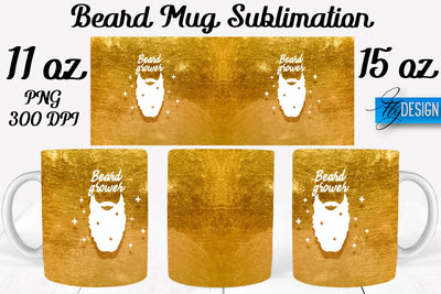 Beard Mug PNG Sublimation | Coffee 11 Oz | 15 Oz Mug Sublimation Sublimation Fly Design 