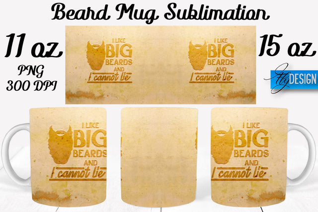 Beard Mug PNG Sublimation | Coffee 11 Oz | 15 Oz Mug Sublimation Sublimation Fly Design 