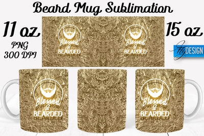 Beard Mug PNG Sublimation | Coffee 11 Oz | 15 Oz Mug Sublimation Sublimation Fly Design 