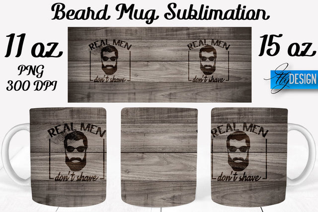 Beard Mug PNG Sublimation | Coffee 11 Oz | 15 Oz Mug Sublimation Sublimation Fly Design 