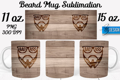 Beard Mug PNG Sublimation | Coffee 11 Oz | 15 Oz Mug Sublimation Sublimation Fly Design 