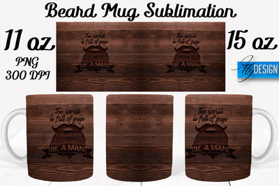 Beard Mug PNG Sublimation | Coffee 11 Oz | 15 Oz Mug Sublimation Sublimation Fly Design 