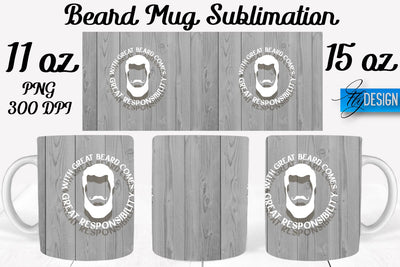 Beard Mug PNG Sublimation | Coffee 11 Oz | 15 Oz Mug Sublimation Sublimation Fly Design 