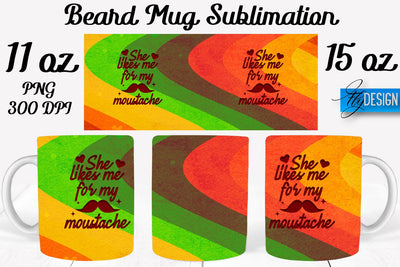 Beard Mug PNG Sublimation | Coffee 11 Oz | 15 Oz Mug Sublimation Sublimation Fly Design 