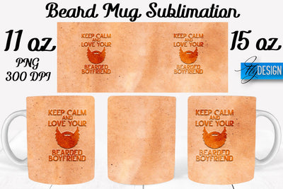 Beard Mug PNG Sublimation | Coffee 11 Oz | 15 Oz Mug Sublimation Sublimation Fly Design 