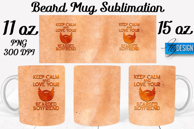 Beard Mug PNG Sublimation | Coffee 11 Oz | 15 Oz Mug Sublimation Sublimation Fly Design 