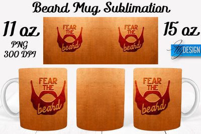 Beard Mug PNG Sublimation | Coffee 11 Oz | 15 Oz Mug Sublimation Sublimation Fly Design 
