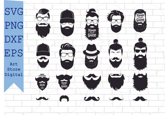 Beard Svg, Beard svg bundle, Beard cut file, Mustach svg, Beard clipart,Beard Monogram,Beard Png, Hipster svg, Cool beard svg, Beard vector SVG Artstoredigital 
