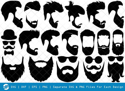 Beard SVG Cut Files | Beard Face Silhouette Bundle SVG ETC Craft 