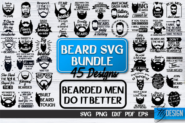 Beard SVG Design | Funny Quotes SVG Design | Bearded Men SVG SVG Fly Design 