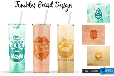 Beard Tumblers Bundle Wrap 20 oz Sublimation Fly Design 