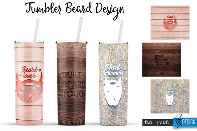 Beard Tumblers Bundle Wrap 20 oz Sublimation Fly Design 