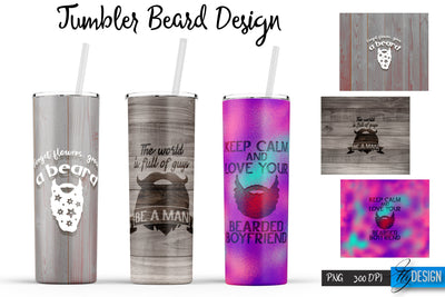 Beard Tumblers Bundle Wrap 20 oz Sublimation Fly Design 