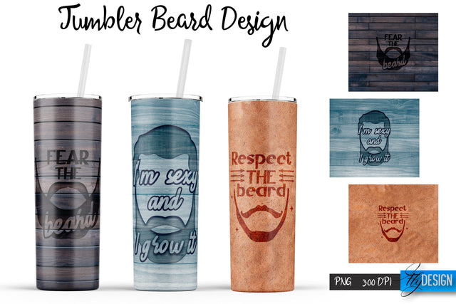 Beard Tumblers Bundle Wrap 20 oz Sublimation Fly Design 