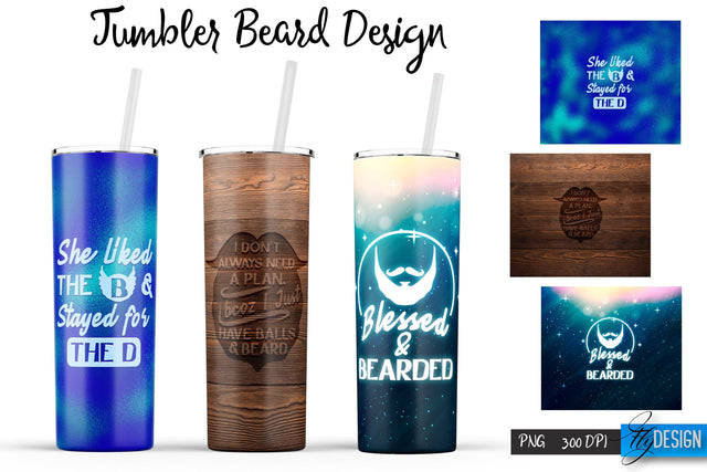 Beard Tumblers Bundle Wrap 20 oz Sublimation Fly Design 