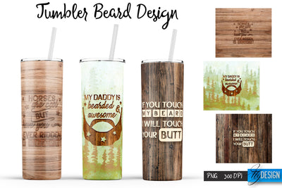 Beard Tumblers Bundle Wrap 20 oz Sublimation Fly Design 