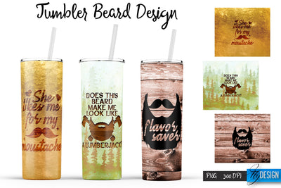 Beard Tumblers Bundle Wrap 20 oz Sublimation Fly Design 