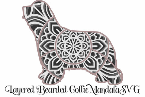 Bearded Collie SVG file, layered mandala cut file, 4 layers Dog Breed SVG SVG Digital Honeybee 