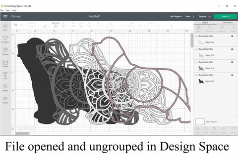 Bearded Collie SVG file, layered mandala cut file, 4 layers Dog Breed SVG SVG Digital Honeybee 