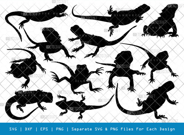 Bearded Dragon SVG, Dragon Silhouette, Lizard Svg, Reptile Svg, Dragon Iguana Svg, Dragon Bundle SVG ETC Craft 