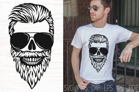 Bearded skull svg cut file, men skull with glasses, dad life SVG Digital Rainbow Shop 