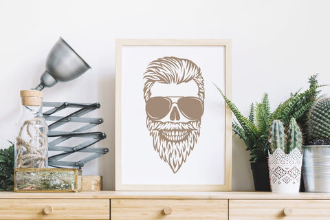 Bearded skull svg cut file, men skull with glasses, dad life SVG Digital Rainbow Shop 