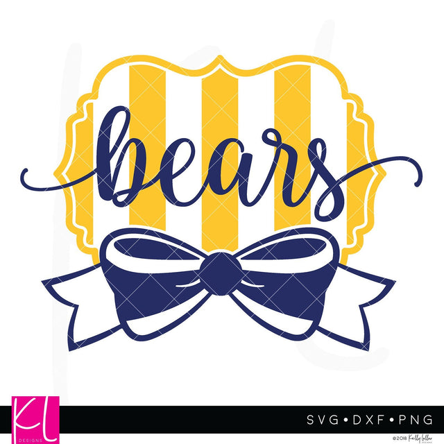 Bears and Bow Wide Stripe Frame SVG Kelly Lollar Designs 