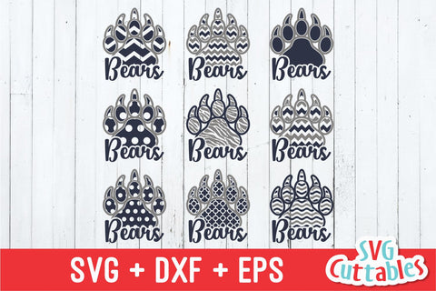 Bears Pattern Paw Prints SVG Svg Cuttables 