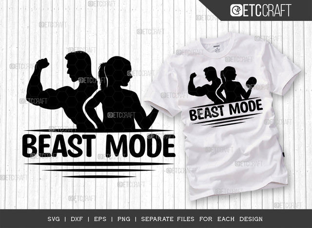 Beast Mode SVG Cut File, Weights Svg, Gym Svg, Fitness Svg, Workout Svg, Bodybuilding Svg, Gym Quotes, ETC T00186 SVG ETC Craft 