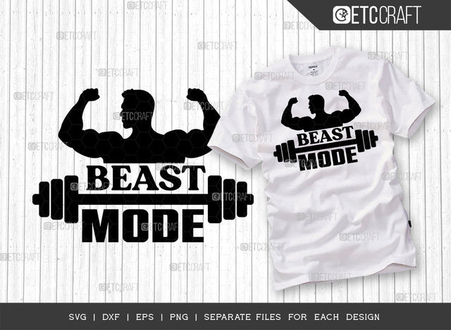 Beast Mode SVG Cut File, Weights Svg, Gym Svg, Fitness Svg, Workout Svg, Bodybuilding Svg, Gym Quotes, ETC T00186 SVG ETC Craft 