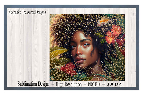 Beautiful African American Woman, 20oz Straight Tumbler Wrap, PNG for Sublimation, Black Woman, Sublimation Printable Sublimation Keepsake Treasures Designs LLC. 