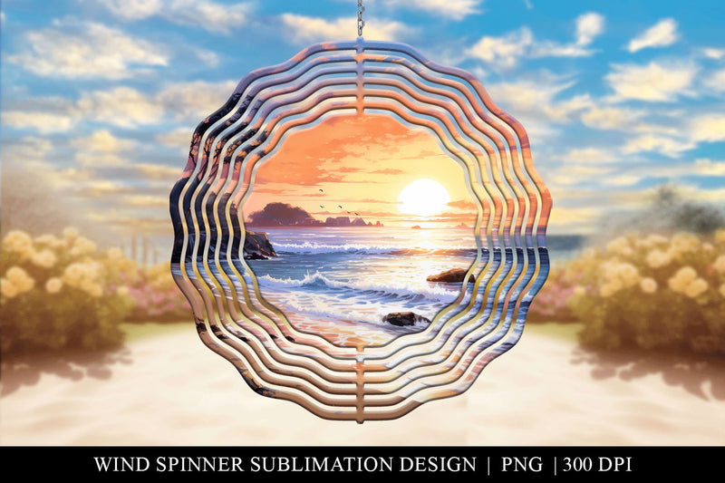Beautiful Beach Scene Wind Spinner Sublimation PNG Sublimation BijouBay 